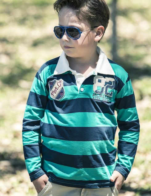 Pólo em suedine e calça em sarja